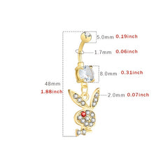 Rabbit Belly Button Ring with Zircon Inlay