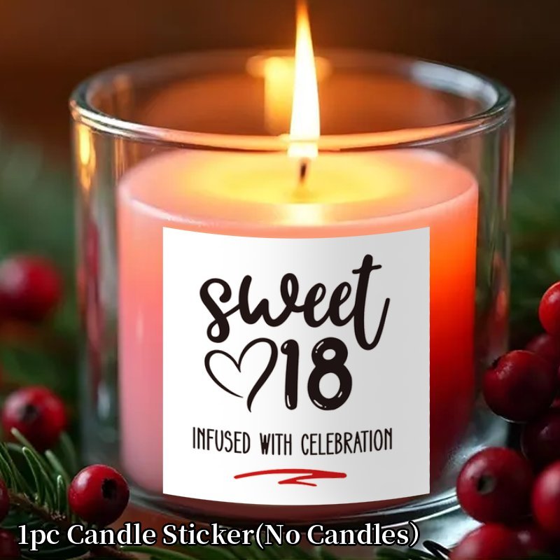 Sweet 18 Celebration Candle Label Sticker Funny Birthday Gift Decal