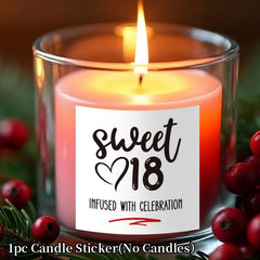Sweet 18 Celebration Candle Label Sticker Funny Birthday Gift Decal