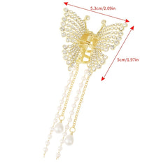 Long Tassel Hair Claw Clips Rhinestone Butterfly Hair Barrettes for Women