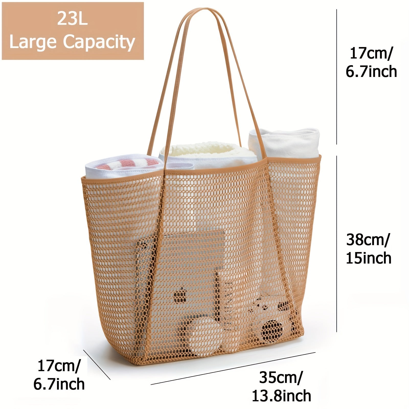 Mesh Beach Shoulder Bag Large Capacity Shopper Totes Handbag