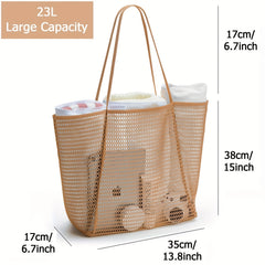 Mesh Beach Shoulder Bag Large Capacity Shopper Totes Handbag