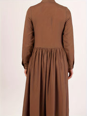  Casual Abaya Dress Women's Plus Solid Button Up Long Sleeve Maxi Dress