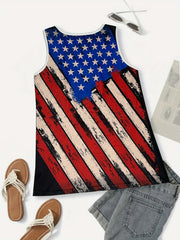 Print V Neck Tank Top for Women