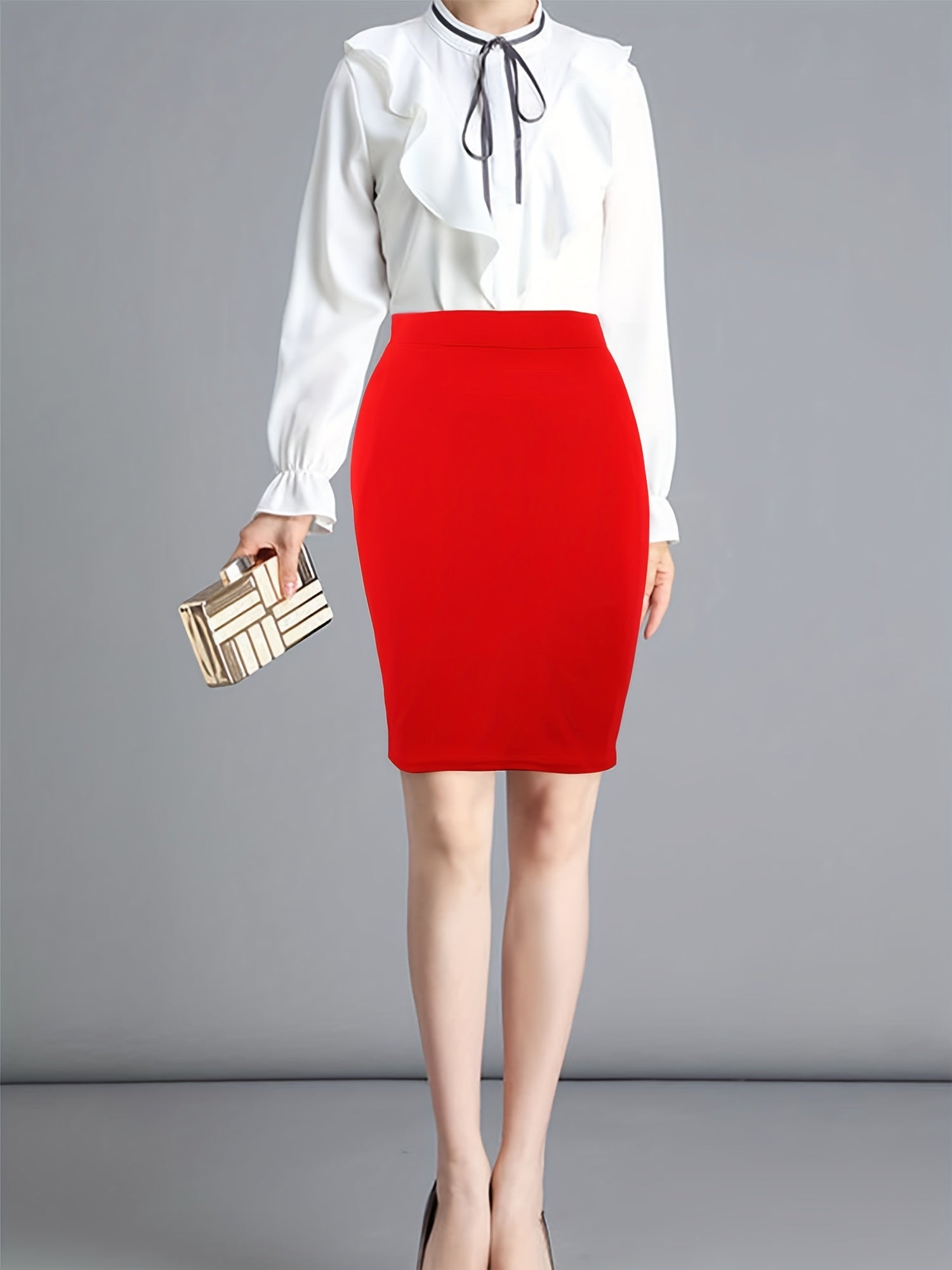 Solid Bodycon Skirt for Women