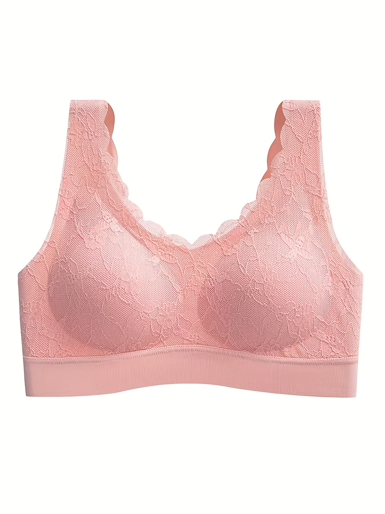 Lace Wireless Bra w/ Scallop Trim - Women's Lingerie