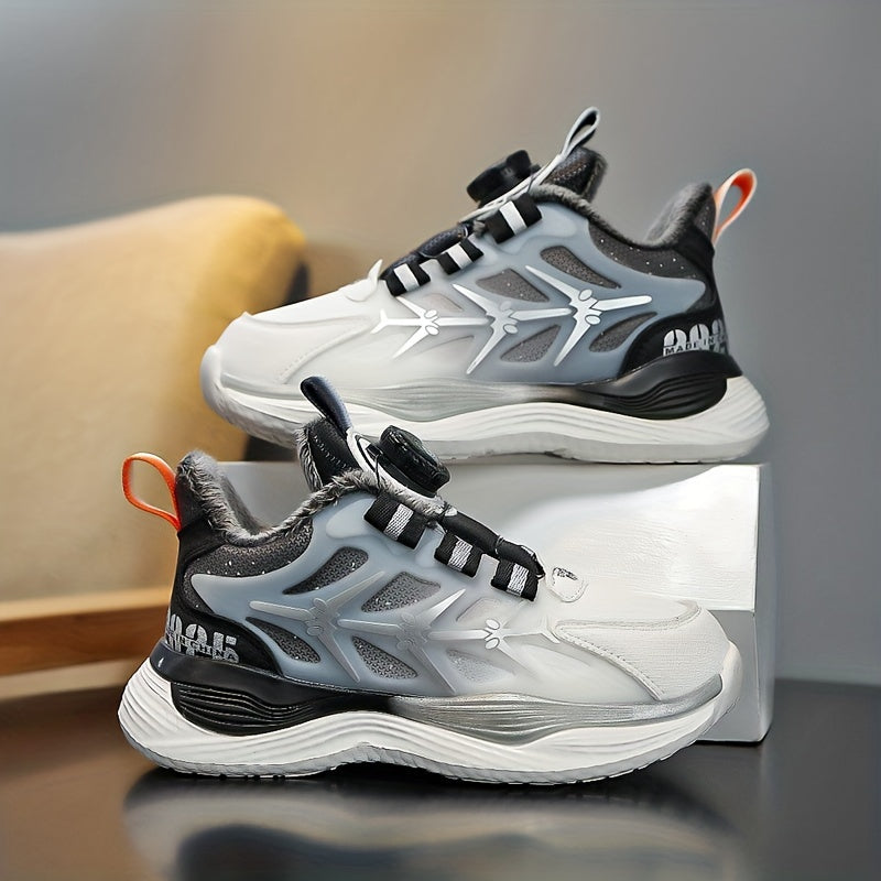 Rotating Buckle Warm Plush Lining Boys' Basketball Shoes