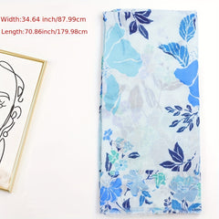 Boho Frayed Edge Flower Print Scarf