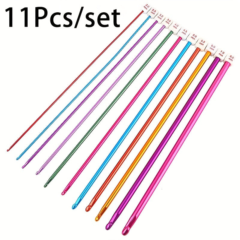 11pcs Colorful Aluminum Crochet Hooks Knitting Needles Set for Knitter