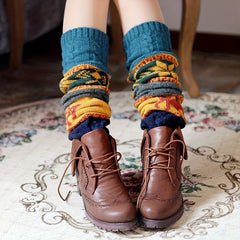 Winter Twist Snowflake Fawn Knee Socks Warm Leg Foot Covers