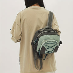 Small Contrast Backpack Drawstring Detail School Bag