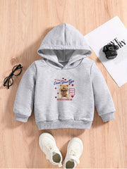 Teddy Bear Print Baby Boys Hooded Sweatshirt