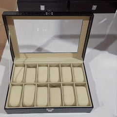 12-Slot Watch Case Large Glass Lid Detachable Pillow Perfect Gift Men Women