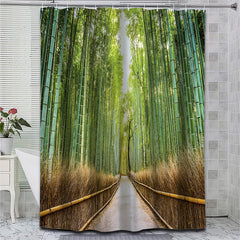 Bamboo Forest Pattern Shower Curtain Waterproof Mildew Proof Bathroom Decor