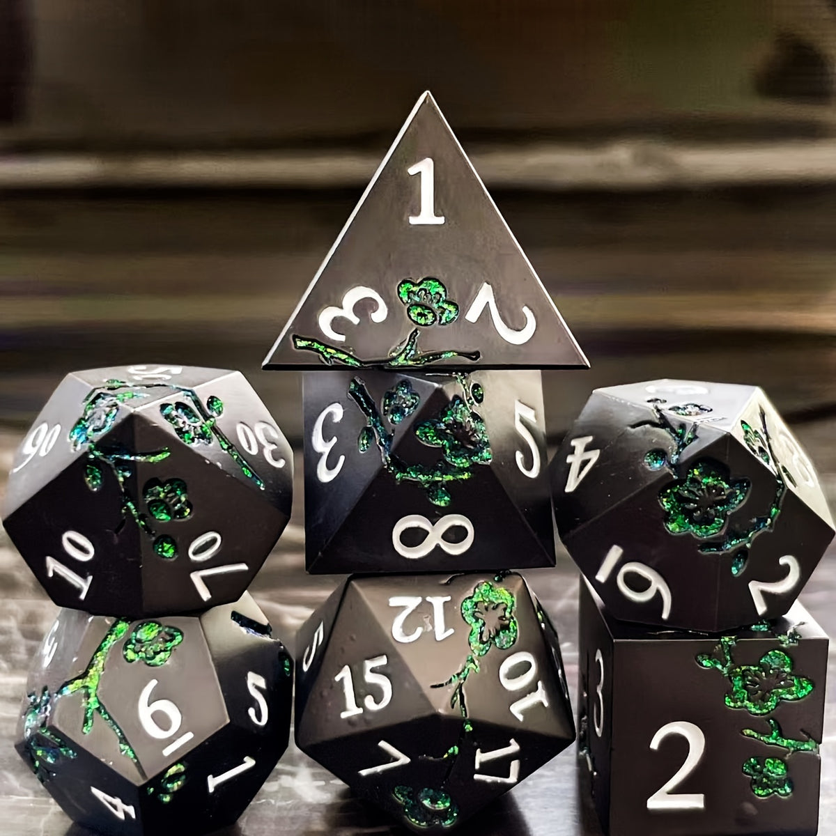 Metal Texture Petal Dice Set Heavy Metal Design for Collection