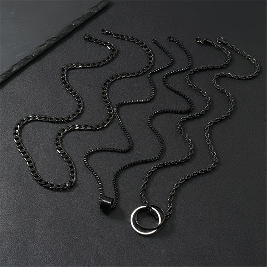 3pcs Men's Stainless Steel Twisted Chain Necklace