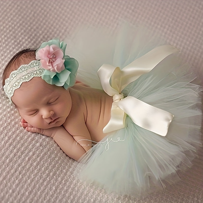 Baby Photography Props Flower Tutu Princess Skirt Headband Suit