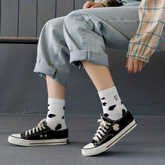 5 Pairs Cartoon Cow Print Socks Women's Mid Tube Stockings