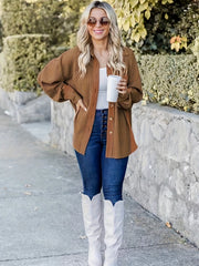  Colorblock Waffle Long Sleeve Button Up Shirt Top