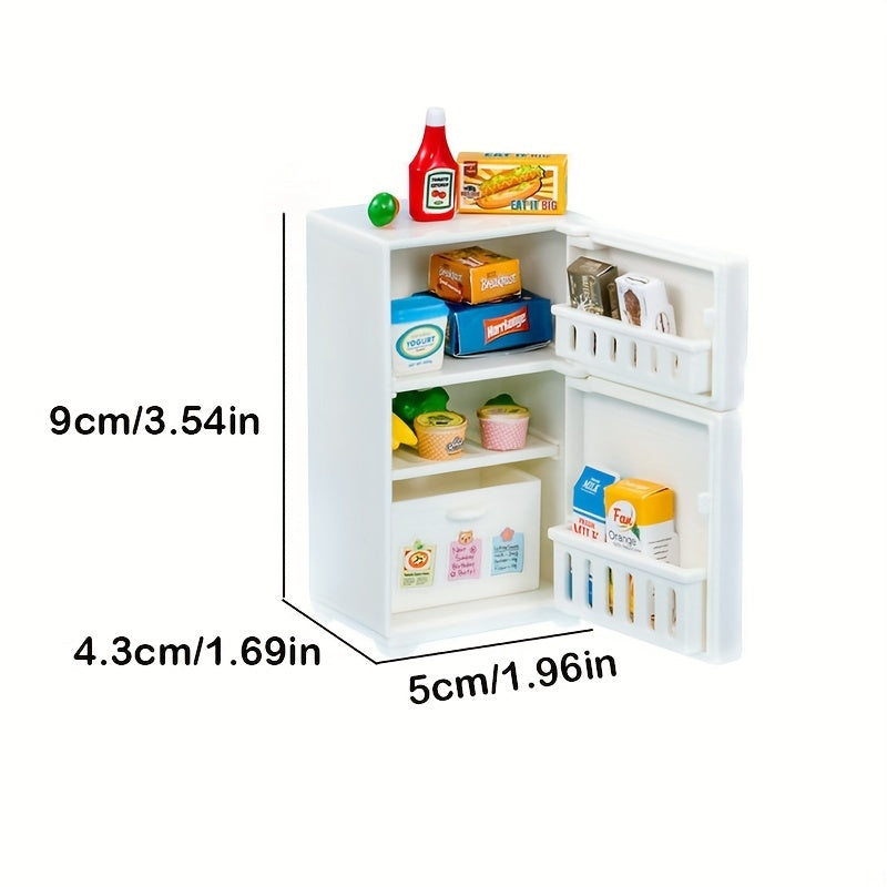 17pcs Mini Fridge Toy Simulated Food Set Dollhouse Kitchen Role Play
