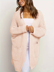  Solid Bat Sleeve Cardigan With Pockets