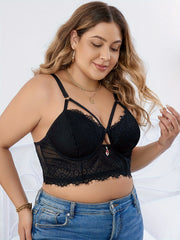  Sexy Rhinestone Lace Strappy Bra