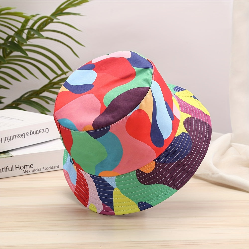Block Print Bucket Hat Reversible Lightweight Cartoon Basin Hat
