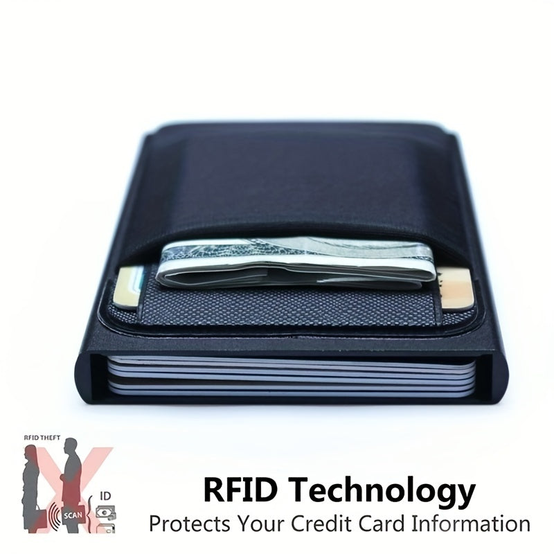 RFID Metal Card Holder Leather Coin Card Holder
