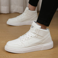 Faux Leather High Top Skate Shoes Casual Sneakers