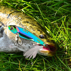 Reflective VIB Sequins Long Throw Lure with Feather Hook