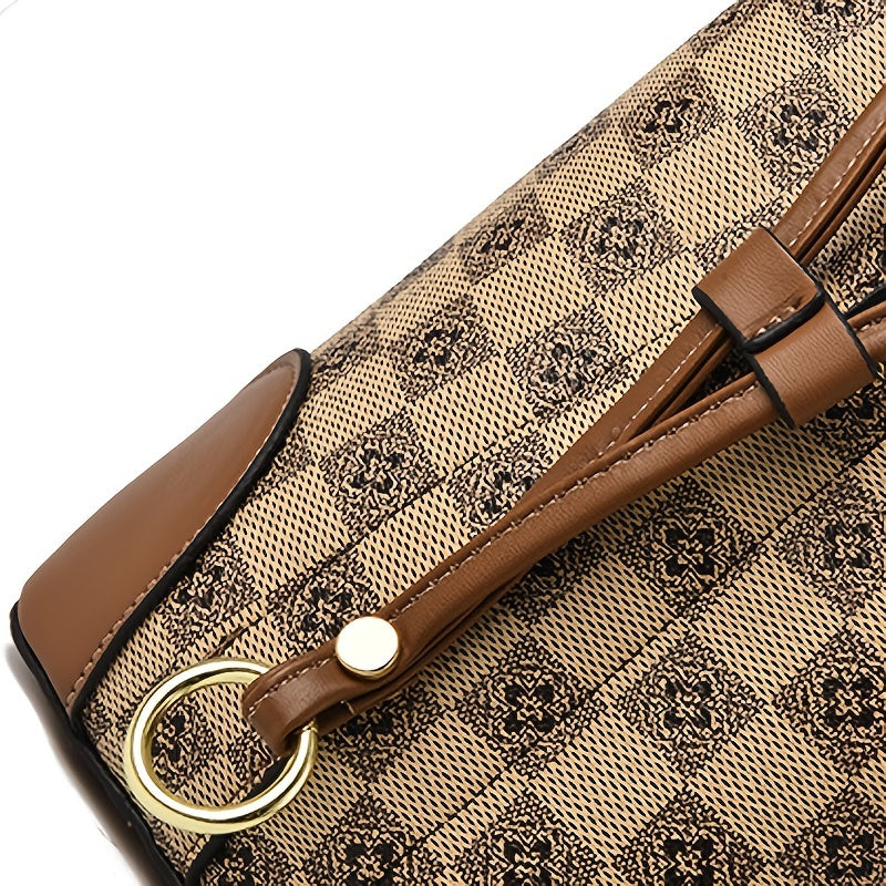 Checkered Pattern Shoulder Bag Vintage Style Crossbody Bag