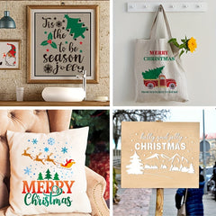 9pcs Big Size Christmas Stencils For DIY Drawing Template