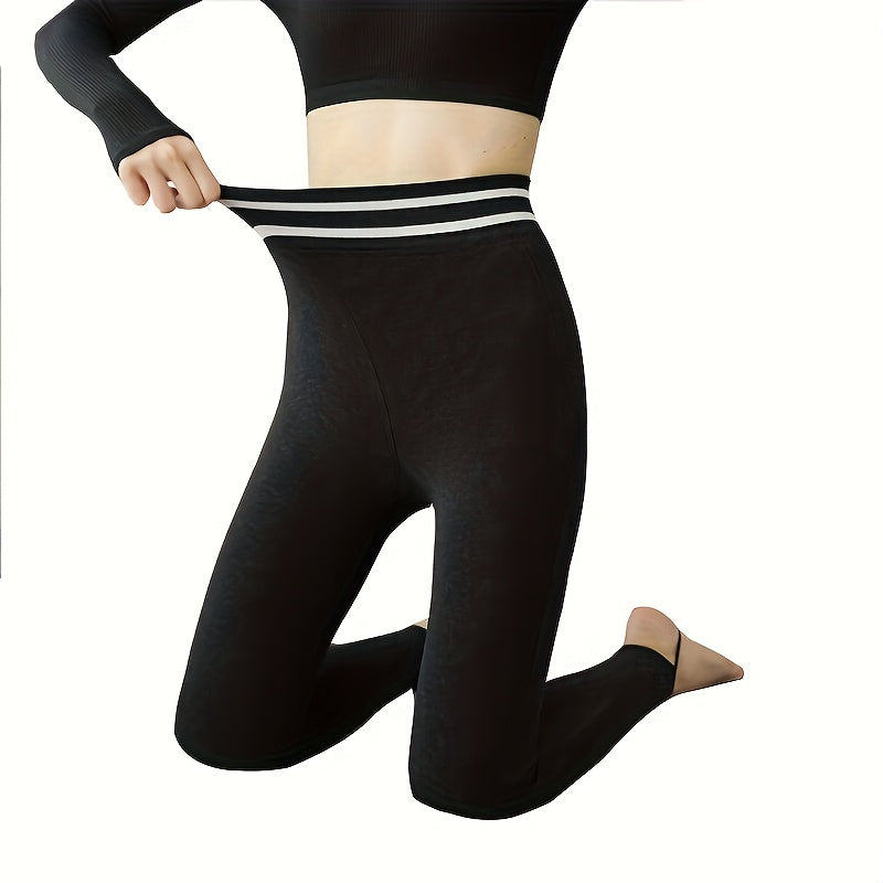 Striped Trample Feet Tights High Waist Elastic Slim Leggings Women's Stockings