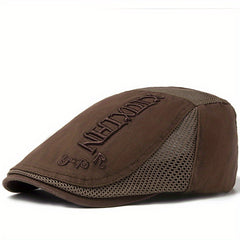 Men's Summer Beret Mesh Cap Sun Visor Flat Cap Adjustable Newsboy Cap