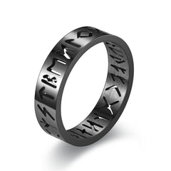 Minimalist Men's Hollow Viking Rune Stainless Steel Ring