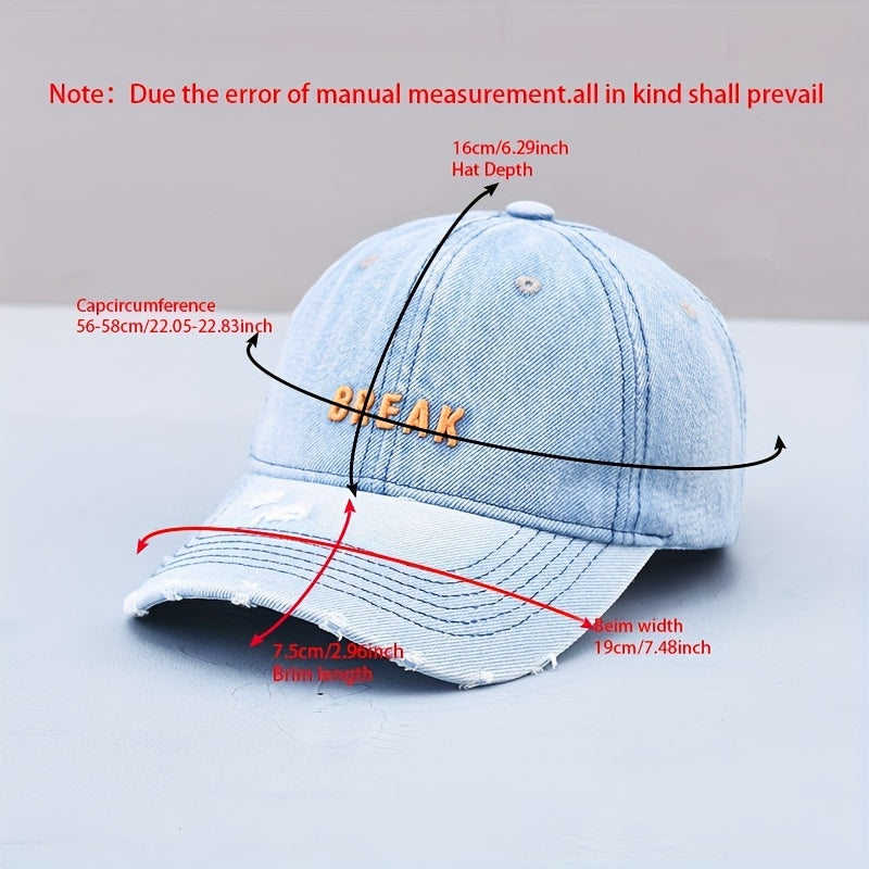 BREAK Embroidery Denim Baseball Cap Washed Distressed Couple Dad Hats