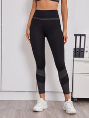Stretchy Stitching Yoga Leggings Contrast Cropped Sports Pants