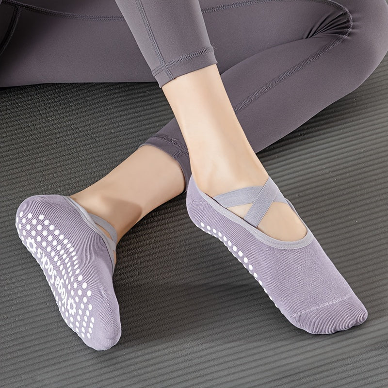 Yoga Socks Cross Strap Non Slip Exercise Pilates