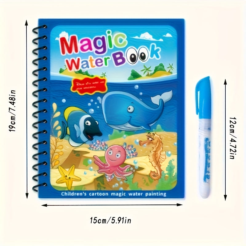 2pcs Water Painting Book Reusable Educational Activity Books and Pens