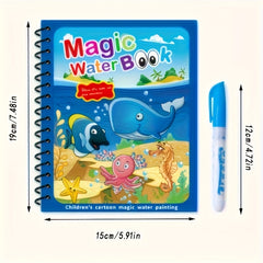 2pcs Water Painting Book Reusable Educational Activity Books and Pens
