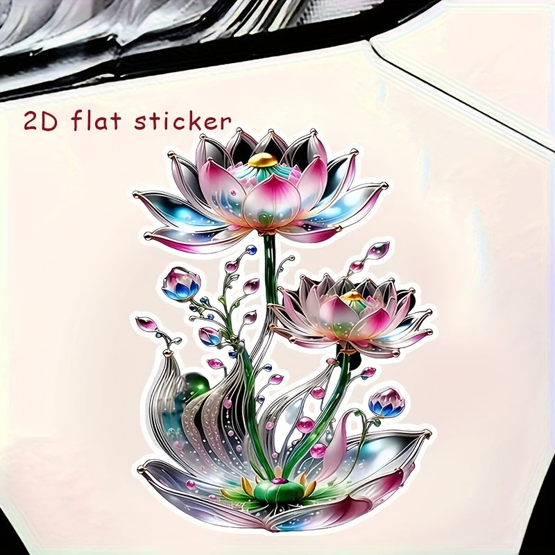 Vibrant Lotus Vinyl 2D Flat Sticker Waterproof Scratch Resistant