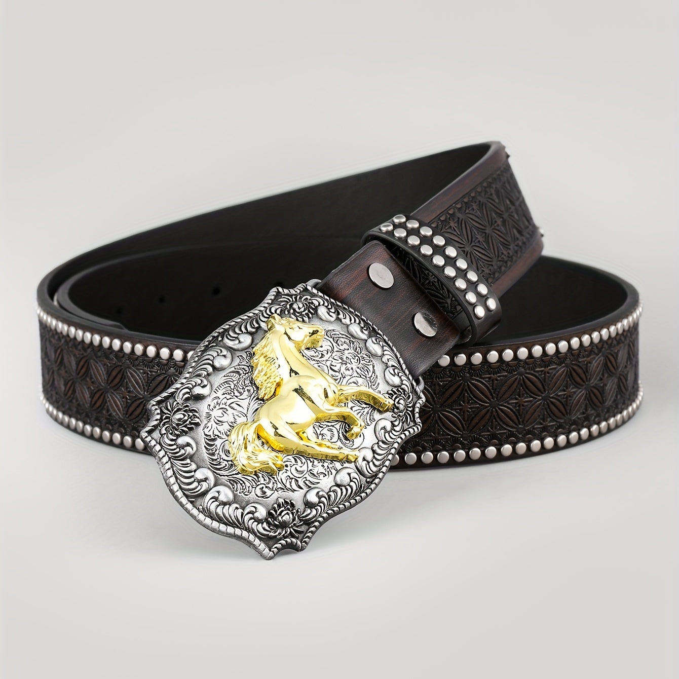 Floral Pattern Casual Belt Vintage Western Cowboy Leather Belt