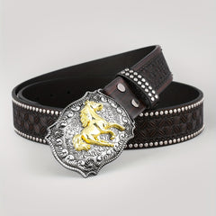 Floral Pattern Casual Belt Vintage Western Cowboy Leather Belt