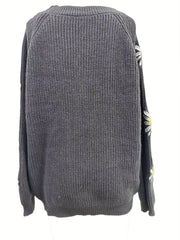  Floral Embroidery Casual Sweater