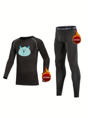 Kids Monster Pattern Compression Fleece Set