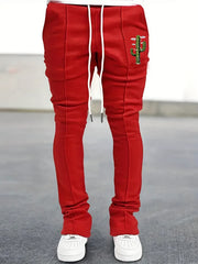 Cactus Pattern Slim Fit Flared Joggers Men's Casual Pants