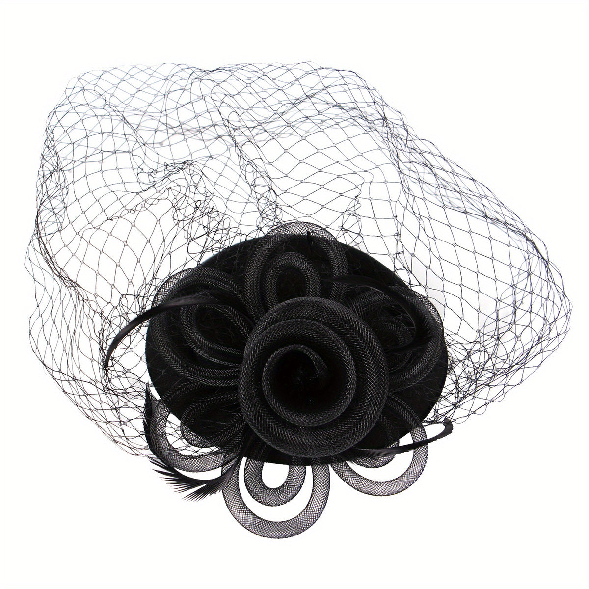 Mesh Flower Fascinator Hat Feathers Veil Decorative Beret For Women