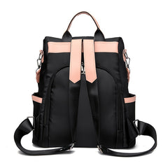 Colorblock Backpack Stylish Zipper Shoulder Bag Functional Bookbag