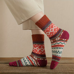 Geometric Pattern Colorblock Socks for Women