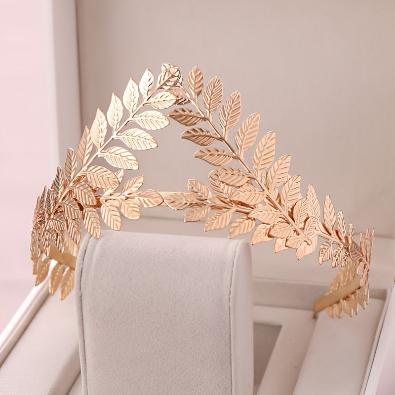 Golden Floral Tiara Botanical Bridal Tiara Rhinestone Tiara Bridal Crown